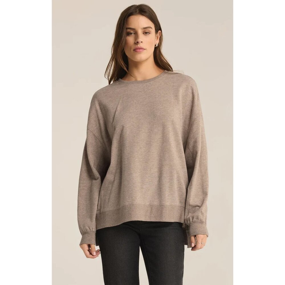 Z Supply Modern Weekender Sweatshirt - Heather Taupe - Medium